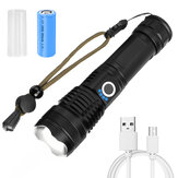 LIUMY P50 LED Zoomable Flashlight Set with 26650 Battery USB Cable Power Display USB Rechargeable LED Searchlight Torch