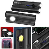 WARSUN X608 Podwójna latarka LED P8 o mocy 1600 LM z dodatkowym oświetleniem bocznym COB z 16 diodami, z funkcją ładowarki przenośnej USB do ładowania telefonu, idealna do kempingu i utrzymania oświetlenia