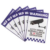 6st Warning CCTV Security Surveillance Kamera Tegn Advarsels Decal Stickers 66x100mm