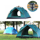 Tente automatique entièrement imperméable pour 3-4 personnes, anti-UV, pour le camping, la randonnée, la pêche et l'ombrage en plein air - bleu ciel / vert.