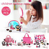 Conjunto de brinquedos simulados para maquiagem de meninas, conjunto de joias e cosméticos para vestir