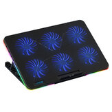 COOLCOLD Laptop Cooling Pads met RGB-verlichting, 6 ventilatoren en een mobiele telefoonhouder voor laptops tot 17 inch.