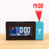 Cyfrowy budzik z projekcją LED Zegar pogodowy Termometr z funkcją drzemki Podświetlenie kalendarza