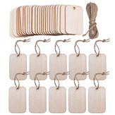 TWOTREES® 50Pcs Nature Wood Slice Gift Tags Blank Rectangle Деревянная подвесная этикетка с пеньковыми веревками для DIY Украшение для Лазер Гравировка