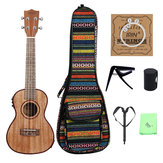 IRIN EQ 24 Inch Wood Color Electroacoustic Ukulele With Bag/Strings/Capo/Strap/Finger Hammer