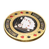 Chip de póquer de metal protector de la moneda tarjeta de guardia chapado en oro con la caja de plástico redondo