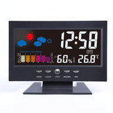 Bakeey Digital LCD Termômetro Higrômetro Tela Ativada por Som Previsão do Tempo Temperatura Tendência Calendário Snooze Alarm Relógio