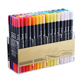 Set van 12/24/36/48/80 kleuren aquarel penseel met dubbele tips marker pennen met een fijne punt voor teken- en ontwerpartikelen