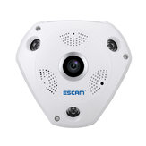 دعم كاميرا ESCAM Fisheye الواقع الافتراضي VR QP180 Shark 960P IP WiFi كاميرا 1.3MP 360 درجة بانورامية كاميرا رؤية ليلية بالأشعة تحت الحمراء