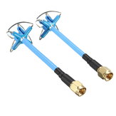 1 Pair Aomway 5.8GHz 3dBi LHCP Omni Directional 4 Leaf Clover FPV Antenna Blue/Red With Canopy Case for RC Drone Goggle Monitor