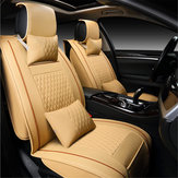 PU Leather 5 Seats Car Seat Cover Cushion Front Rear with Lumbar Pillow Head Rest