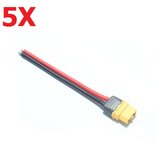 5Pcs AMASS XT60+ Female Plug Connector 14AWG 10cm Power Cable Wire