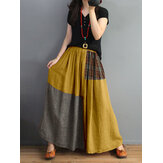 Falda de mujer a cuadros de patchwork con cintura elástica y bolsillo
