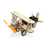 Modellino di aereo di legno a doppio motore biplano fai-da-te per bambini, piccole invenzioni, esperimenti scientifici, regalo per bambini assemblato