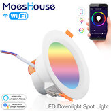 MoesHouse WiFi Lámpara Inteligente LED Downlight 7W RGB+CW+WW Atenuación Foco Redondo Trabaja con Alexa Google Home AC110-240V