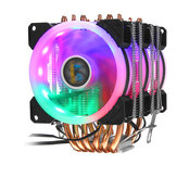 3 tűs 3 Ventilátor 6 Hőcső Színes Háttérvilágítású CPU Hűtőventilátor Hűtőborda Intel AMD-hez