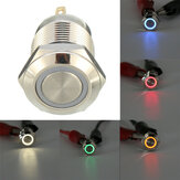 Wasserdichter Metall-Druckknopf-Momentan-Schalter mit LED-Licht und 4 Stiften, 12 mm, DC 12V