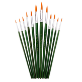 12 Stück Malpinsel Nylonhaar grünes Holz Penholder Ölgemälde Haken Line Pens für Acryl-Malbedarf