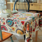 Nappe individuelle en lin et coton avec motif de tournesol pour couverture de table, chemin de table, nappe, dessous de plat isolant