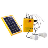 Solar Panel Power Generator Kit 5V USB Charger Home Outdoor System with 2 LED Bulbs Light