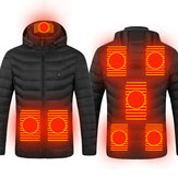 8 Isıtma Bölgesi USB Unisex Elektrikli Isıtma Ceketi Kış Sıcak Kapüşonlu Ceket