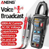 Multímetro de pinza ANENG AT619 Digital Voice Broadcast para profesionales de AC/DC, tester de corriente amperimétrica para electricistas