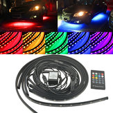 4PCS RGB LED تحت أضواء السيارة الكلمة أنبوب قطاع تحت ضوء الجسم مصباح النيون كيت مع لاسلكي مراقبة