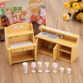 Plastic Kitchen Miniature Doll House Accessories Furniture Dining Set Room Kids Toy