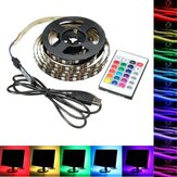 Kit de iluminación de tira LED RGB 5050 60SMD/M de 1M 2M 3M 4M USB 5V para retroiluminación de TV + control remoto de 24 teclas