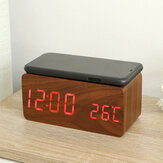 Ξύλινο Ψηφιακό Ηλεκτρονικό Ρολόι Ξυπνητήρι με Λειτουργία Ασύρματης Φόρτισης