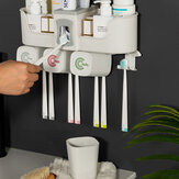Suporte para escova de dentes multifuncional com dispensador de espremedor de pasta de dente para armazenamento de acessórios de banheiro