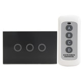 1 Way 3 Gang Crystal Glass Remote Panel Touch LED Light Switches Controller