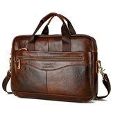 Wax Oil Cow Leather Vintage Handbag Business Briefcase Crossbody Shoulder Bag