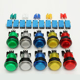 10 botões de comutação LED iluminados em cores completas para peças de Arcade DIY JAMMA