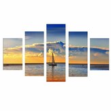 5Pcs Segelboot im Sonnenuntergang Leinwanddrucke Dekorative Bilderrahmenlose Wanddekorationen für Zuhause und Büro