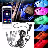 4Pcs LED Car Interior Lights Lights Floor Floor Light Strip Phone App Control Colorful RGB