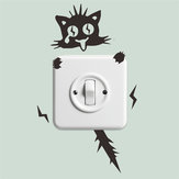 Honana Schocked Electric Katze Schalter Aufkleber Funny Cartoon Dekorative Wand Aufkleber Wandbild Kunst Poster Vinyl DIY Home Wandaufkleber Dekoration