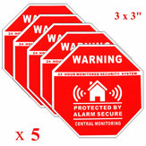 5 Adet Ev Alarmı Güvenlik Sticker Çıkartmaları Camlar ve Kapılar İçin