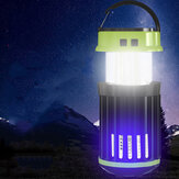 Lâmpada portátil à prova d'água para camping recarregável por energia solar com matador de mosquitos elétrico e luz LED em 3 modos