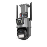 Caméra de surveillance à double objectif Wifi 3MP + 3MP extérieure à double écran avec suivi automatique de l'IA PTZ IR vision nocturne en couleur Onvif audio bidirectionnel iCSee