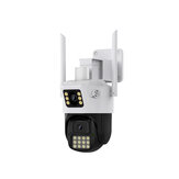 4MP+4MP Dwuobiektywowa Kamera HD WiFi 2,4G Bezprzewodowa na Zewnątrz Z Dźwiękiem Dwustronnym IP66 Wodoodporna Detekcja Ludzka Kolor PTZ Kamery Monitoringu