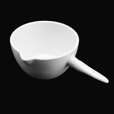 100ml Ceramic Crucible Basin Refractory Casserole Container Dish w/ Handle Flat Bottom Melting Casting Refining