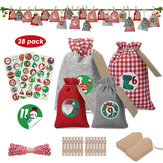 JOYXEON 28PCS Weihnachtliche hängende Adventskalender mit Countdown. Geschenktüten mit Süßigkeiten und Keksen. Geschenkpapier