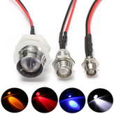 10Pcs Waterproof 12V Pre-Wired Car Constant Ultra Bright LED Water Clear Bulb With Metal Ring