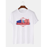 100% katoen American Statue of Liberty Print T-shirts met korte mouwen en ronde hals