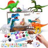 Pickwoo dinoszaurusz festő készlet-festék saját készletek gyerekeknek Tudományos kézművesség készletek 12 színes biztonságos és nem mérgező, dinoszaurusz játékkal húsvéti kézműves ajándékok gyerekeknek fiúk és lányok