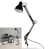 Lampada da tavolo nera con morsetto a braccio oscillante flessibile per ufficio, studio o casa, luce scrivania E27 / E26 AC85-265V