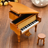 Drewniana mechaniczna klasyczna miniatura fortepianu skrzynka muzyczna - kolekcjonerski prezent, hobby, akcesoria modowe