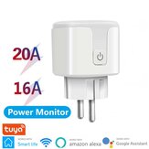 Tuya 16/20A Interruptor inteligente WiFi EU Plug Monitor de energía inteligente Control de voz Enchufe de temporización Soporte Alexa Google Home