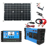 Солнечная система генерации электроэнергии Двойной USB 18W солнечная панель + 4000W инвертор питания с двумя портами для зарядки USB + 30A солнечный контроллер заряда солнечной системы